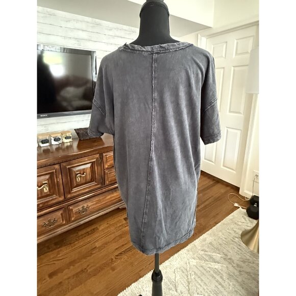 Pilcro By Anthropologie Gray Mineral Wash Side Tie Athletic Tshirt Womens Size M - Picture 2 of 9